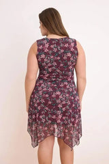WOJCOR Plus Size Floral Patterned Tulle Knitted Dress - Multi