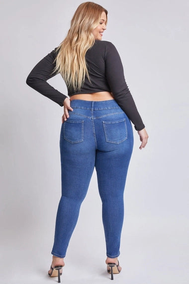 YMI Plus 3 Button High-Rise Skinny Jeans