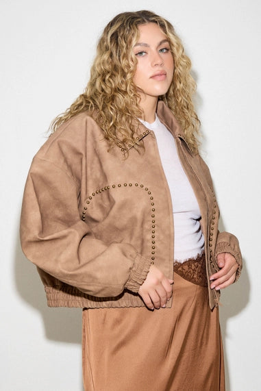 Baevely (Plus) Zip Up Jacket with Studs