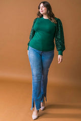 FLYING TOMATO Plus Size Solid Knit Sweater Top