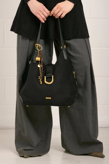 Bessie London Suede Shoulder Bag with Charm