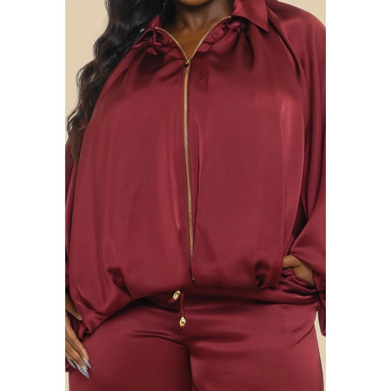 DORCAS Plus Puffed Bomber Jacket Pants Set