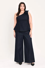 Flying Tomato Plus Size Wide Leg Denim Pant - Dark Denim