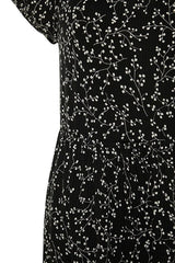 WOJCOR Plus Size Floral Pattern A-Line Maxi KnittedDress - Black