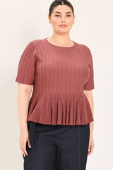 Flying Tomato Plus Size Sweater Knit Top - Marsala