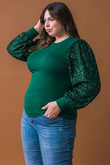 FLYING TOMATO Plus Size Solid Knit Sweater Top