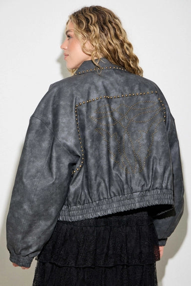 Baevely (Plus) Zip Up Jacket with Studs
