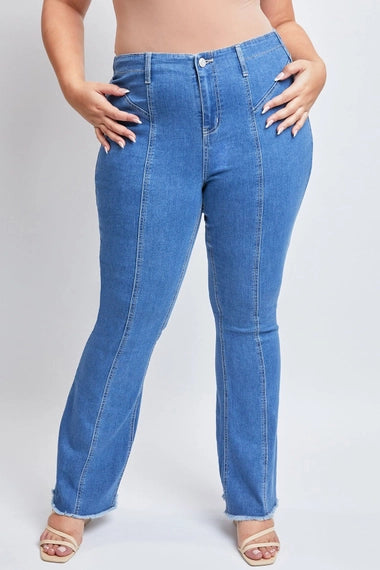 Plus Flare Jeans with Front Seam - Medium Wash