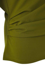 WOJCOR Plus Size Draped Detail Asymmetrical Collar Knitted Blouse
