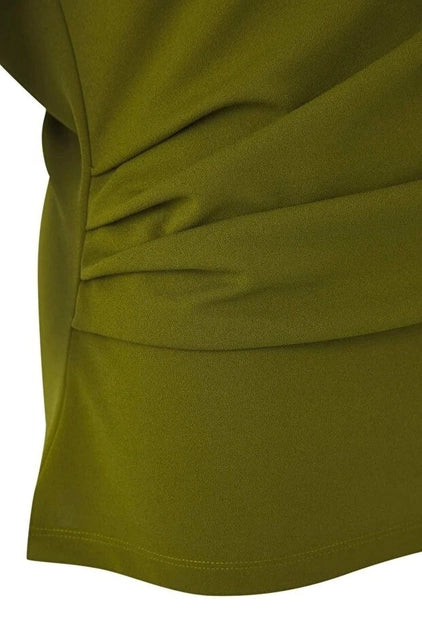 WOJCOR Plus Size Draped Detail Asymmetrical Collar Knitted Blouse