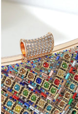 PEACH ACCESSORIES Crystals Stones Evening Clutch Bag - Rainbow