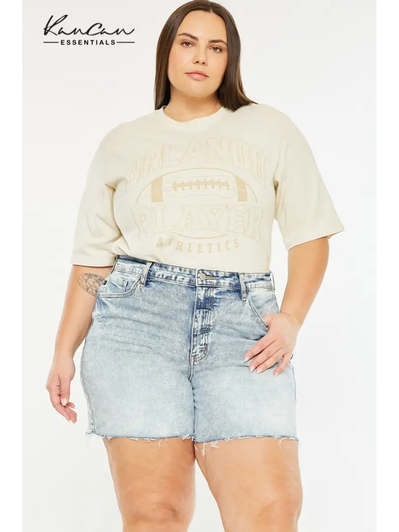 Kan Can USA Plus 90's High Rise SHORTS - Light Wash