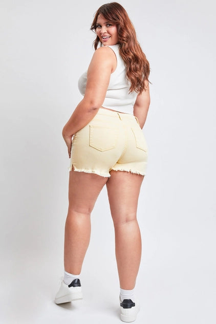 YMI Plus High Rise 80's Acid Wash Mom Short