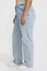 YMI Junior Plus Bella High Rise Wide Leg Jeans - Light Wash