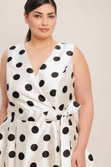 Flying Tomato Plus Size Side Tie Printed Woven Midi Dress - Ivory