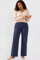 YMI Junior Plus High Rise Hyperstretch Wide Leg Pants - Navy