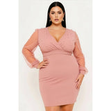 DORCAS Plus Size Pearl Beaded On Mesh Mini Dress
