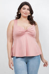 Haute Fox Plus Size Twist Front Peplum Tank Top