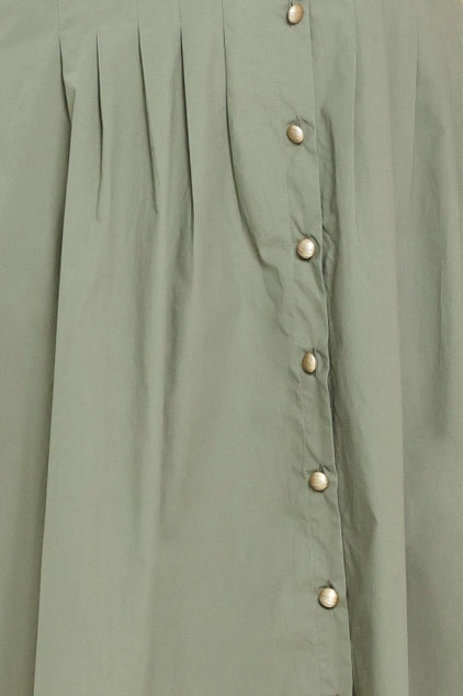 Flying Tomato Plus Size Collar Solid Woven Midi Dress - Olive