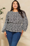 Oddi Plus Peplum Hem Zebra Printed Blouse