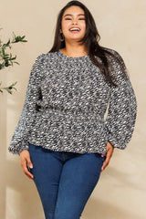 Oddi Plus Peplum Hem Zebra Printed Blouse