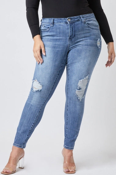 Plus Size Wannabettabutt Mid-Rise Skinny Jean - Medium Wash