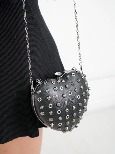 Bessie London Studded Heart Crossbody Bag