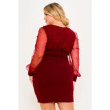 DORCAS Plus Size Pearl Beaded On Mesh Mini Dress