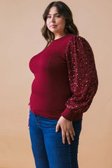 FLYING TOMATO Plus Size Solid Knit Sweater Top