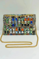 PEACH ACCESSORIES Geometric Rhinestone Clutch - Multi