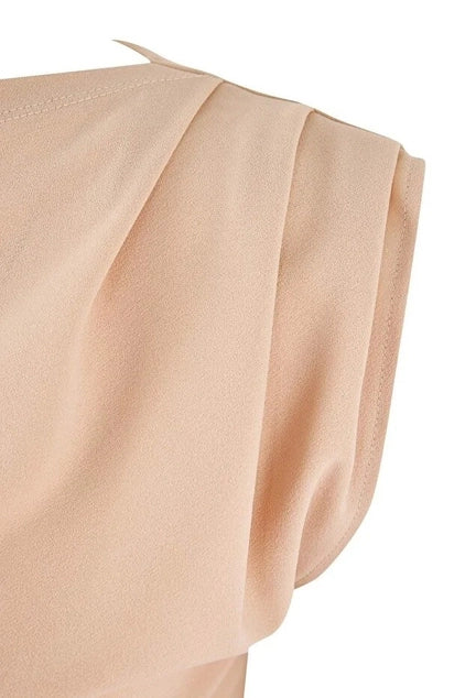 WOJCOR Plus Size Draped Detail Asymmetrical Collar Knitted Blouse