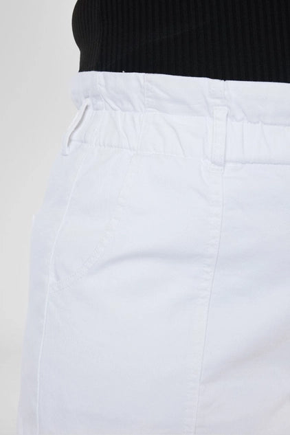 Kan Can USA Plus High Rise Zip Fly Paperbag SHORTS - White