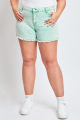 YMI Plus High Rise 80's Acid Wash Mom Short