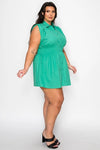 Haute Fox Plus Size Sleeveless Smocked Waist Shirt Dress