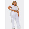 DORCAS Plus Size Cargo Pants Set -White