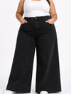 D.ROCK Plus Size High Waist Baggy Jeans Wide Leg - Dark Wash