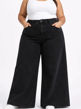 D.ROCK Plus Size High Waist Baggy Jeans Wide Leg - Dark Wash