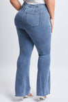 YMI Plus Low-Rise V-Front Pull On Flare Jeans - Denim