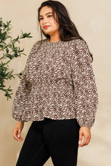 Oddi Plus Peplum Hem Zebra Printed Blouse