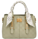 Bessie London Checkerboard Buckle Tote with Scarf