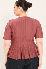 Flying Tomato Plus Size Sweater Knit Top - Marsala