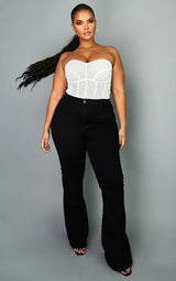 PrettyLittleThing Plus Black Flare Denim Jeans - Black