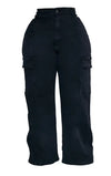 PrettyLittleThing Plus Black Cargo Wide Leg Jeans - Black
