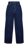 PrettyLittleThing Plus Contrast Stitch Wide Leg Jeans - Indigo