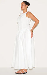 Plus Button Down Drop Waist Maxi Dress - White