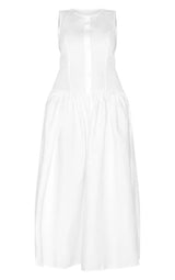 Plus Button Down Drop Waist Maxi Dress - White