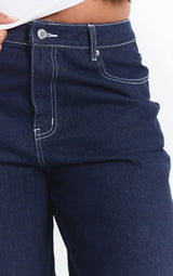 PrettyLittleThing Plus Mid Rise Wide Leg Jeans - Indigo