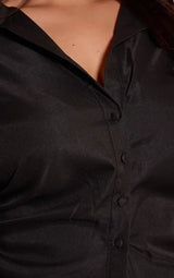 PrettyLittleThing Plus Asymmetric Cinched Shirt - Black
