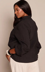 PrettyLittleThing Plus Textured Pocket Detail Oversized Shirt - Black