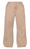 PrettyLittleThing Plus Wide Leg Jeans - Beige
